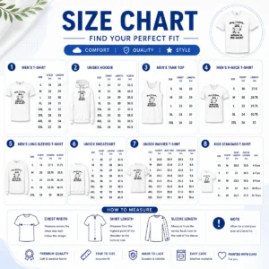 Size chart for Awesome Top Tiny Hero Big Workload showing measurements in inches and centimeters