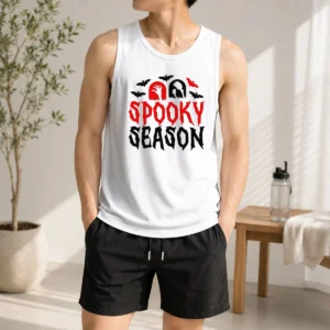 Hot Spooky Season Halloween Bats Witch Broom Zombie Tank Top