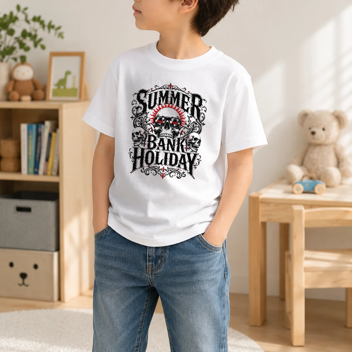 Hot Gothic Skull Sunglasses Summer Bank Holiday Kids T-Shirt