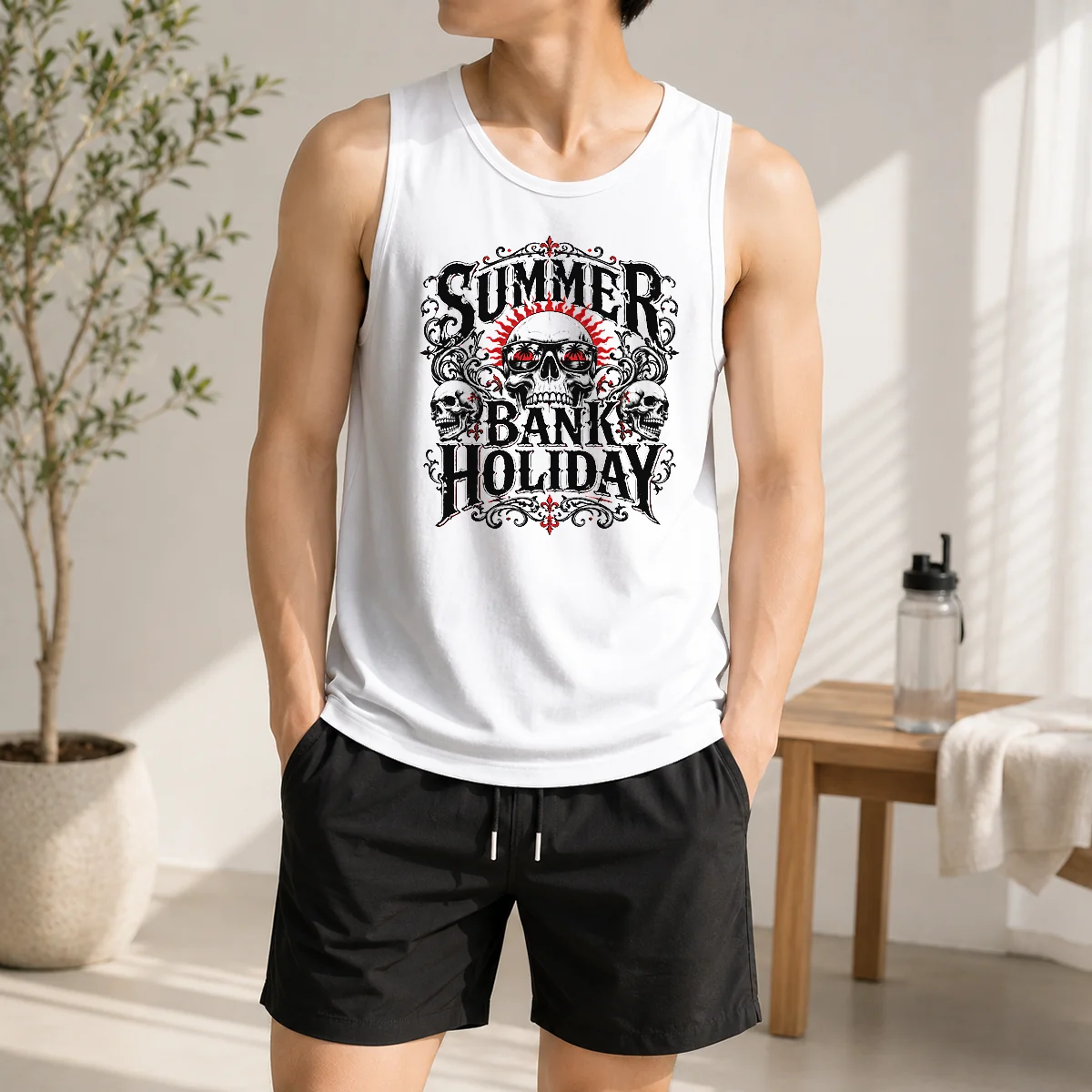 Hot Gothic Skull Sunglasses Summer Bank Holiday Tank Top