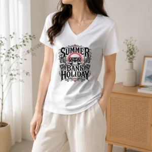 Hot Gothic Skull Sunglasses Summer Bank Holiday V-Neck Shirt