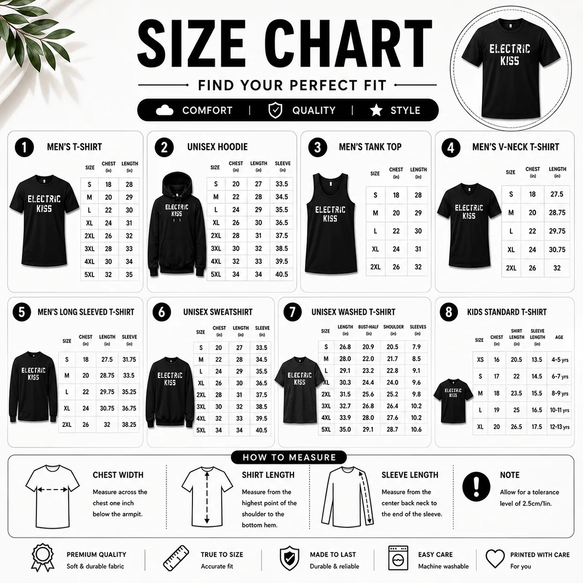 Nice Awesome Jennie Blackpink Electric Kiss Size Chart Size chart for Nice Awesome Jennie Blackpink Electric Kiss with measurements in inches and cm to help choose the right fit
