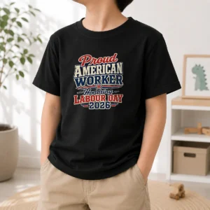 Nice Awesome Labour Day 2026 Proud American Worker Vintage Kids T-Shirt