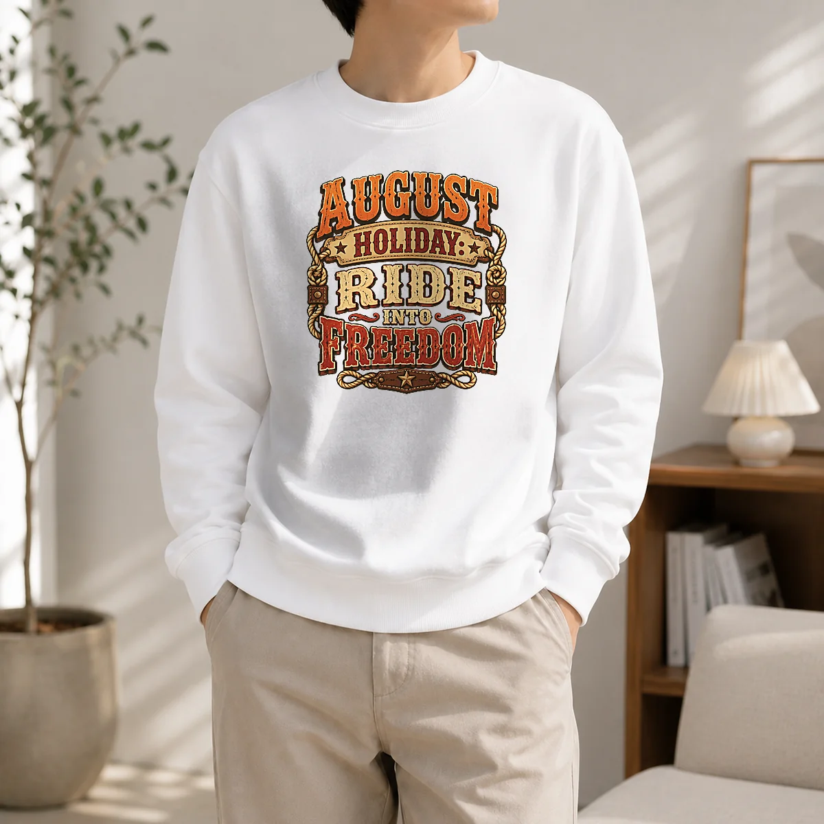 Nice Hot August Holiday Western Ride Into Freedom Sweater