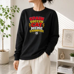 Nice Spain Soccer Cat Meme Champion Pixel Long Sleeve Shirt