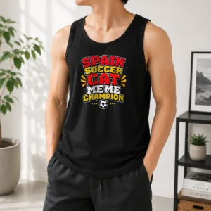 Nice Spain Soccer Cat Meme Champion Pixel Tank Top