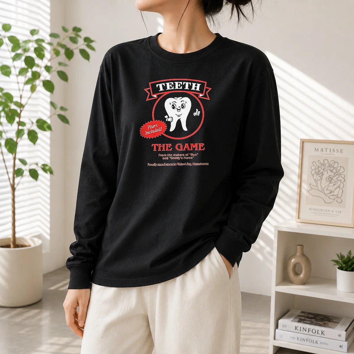 Nice Top Teeth The Game Pliers Included Horror Movie Parody Long Sleeve Shirt