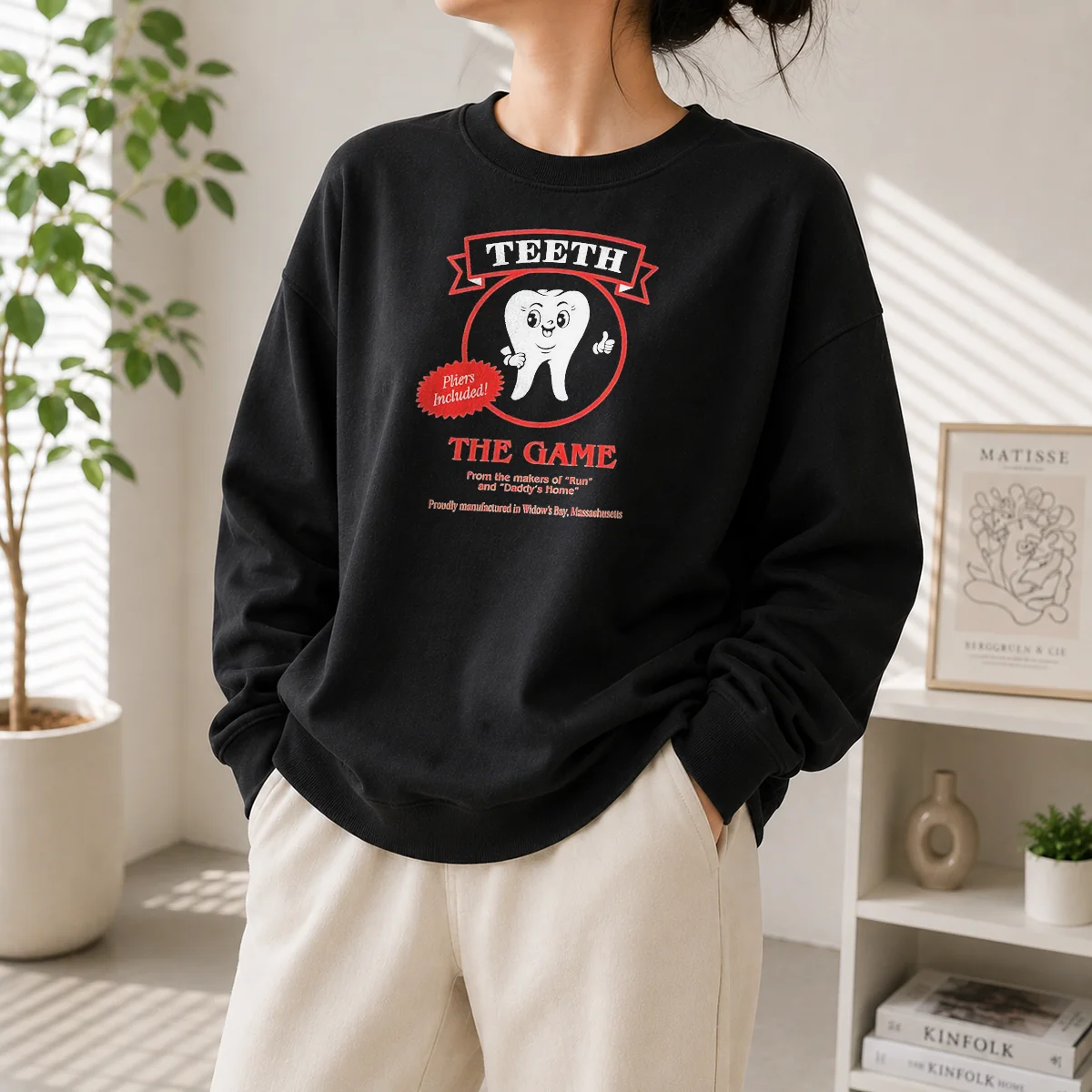 Nice Top Teeth The Game Pliers Included Horror Movie Parody Sweater
