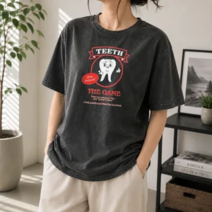 Nice Top Teeth The Game Pliers Included Horror Movie Parody Washed T-Shirt