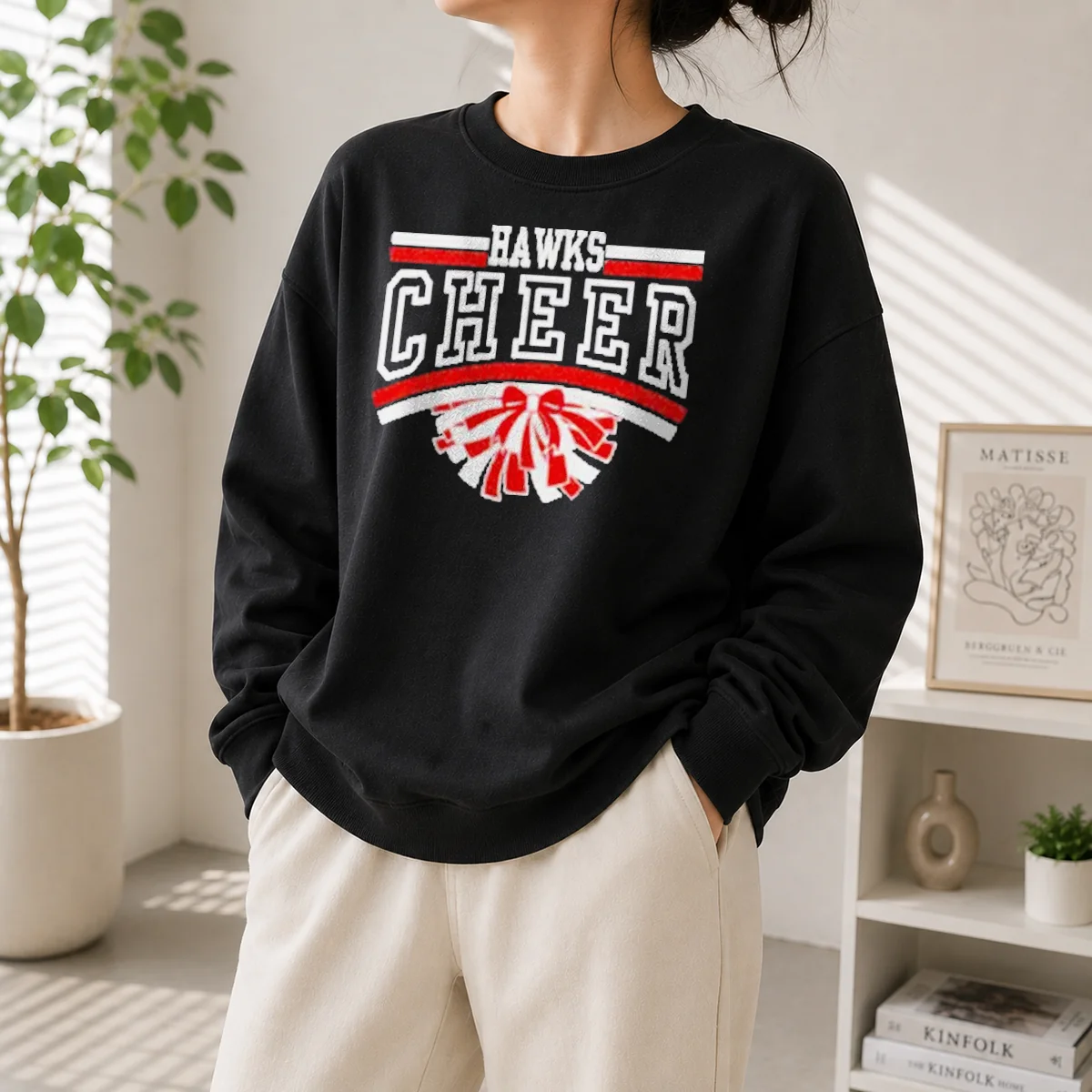Official Hutchinson Hawks Cheer Maroon Glitter Sweater