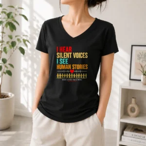 Official I Hear Silent Voices I See Human Stories Every Person Has A Story V-Neck Shirt