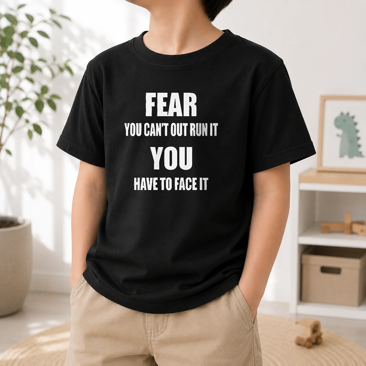 Original Fear You Can'T Out Run It You Have To Face It Quote Kids T-Shirt