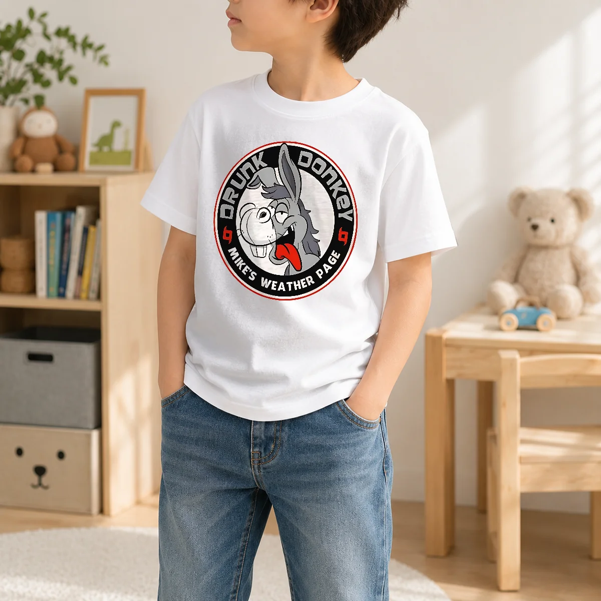 Premium Drunk Donkey Mike'S Weather Page Kids T-Shirt