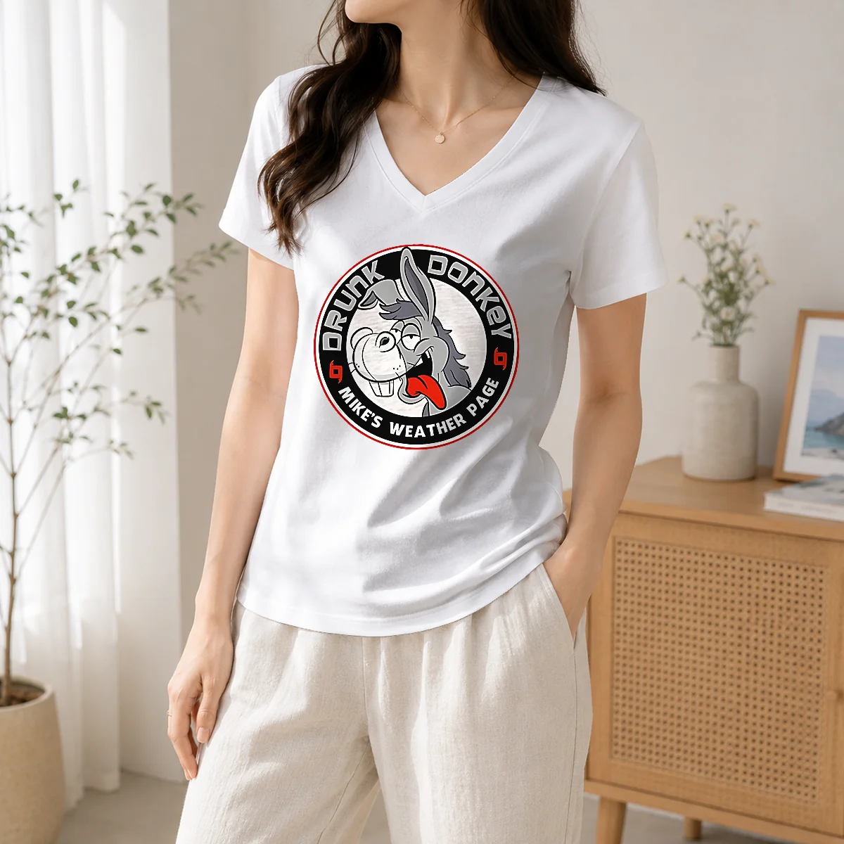 Premium Drunk Donkey Mike'S Weather Page V-Neck Shirt Premium Drunk Donkey Mike'S Weather Page V-Neck Shirt