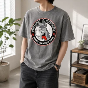 Premium Drunk Donkey Mike'S Weather Page Washed T-Shirt