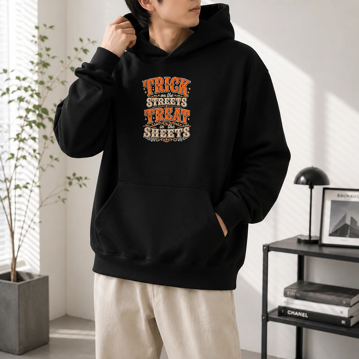 Premium Funny Halloween Trick On The Streets Treat In The Sheets Hoodioe