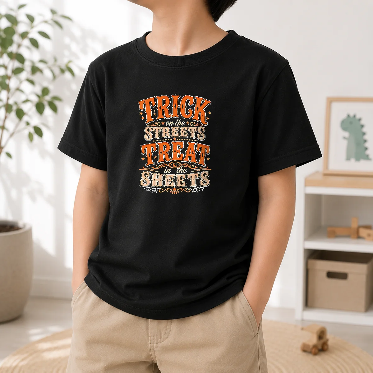 Premium Funny Halloween Trick On The Streets Treat In The Sheets Kids T-Shirt