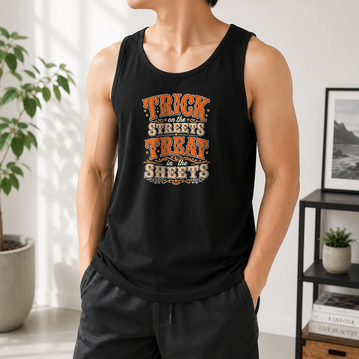 Premium Funny Halloween Trick On The Streets Treat In The Sheets Tank Top
