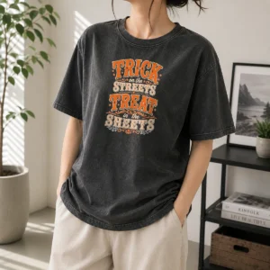 Premium Funny Halloween Trick On The Streets Treat In The Sheets Washed T-Shirt