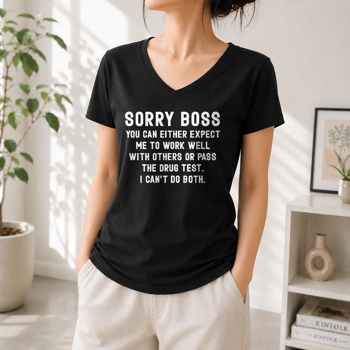 Top Hot Sorry Boss Dark Humor V-Neck Shirt Top Hot Sorry Boss Dark Humor V-Neck Shirt